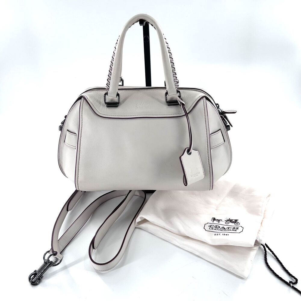 Coach Ace Satchel All Leather Glove tanned 37212 Chalk Ivory Mob Wife Old money